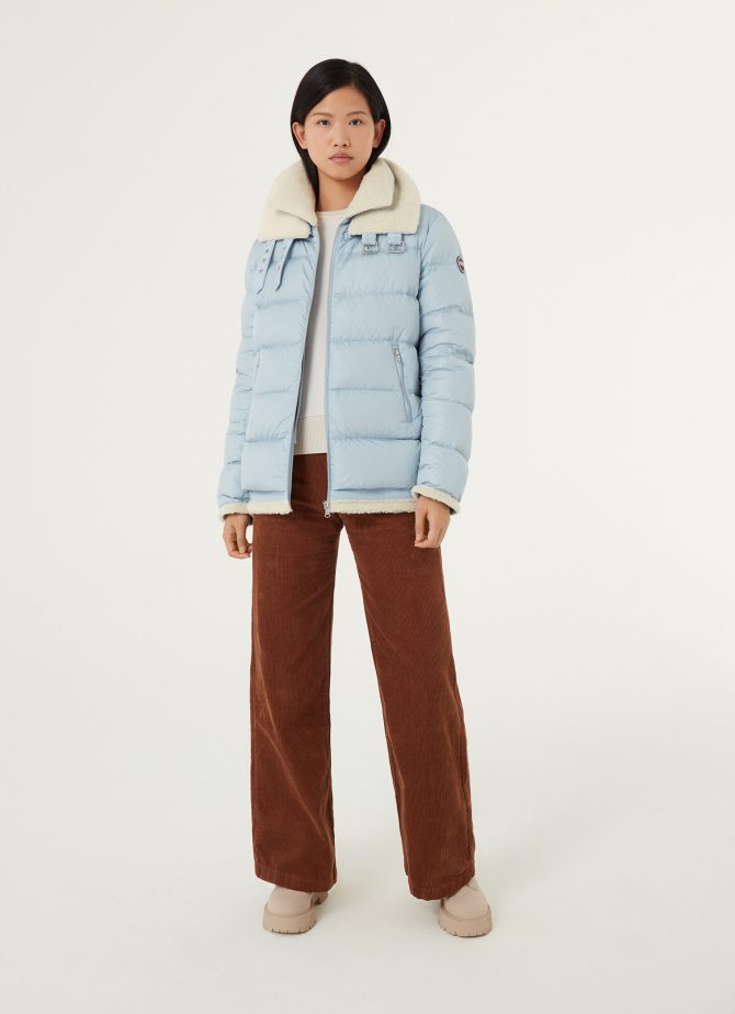 Down jacket with detachable double collar