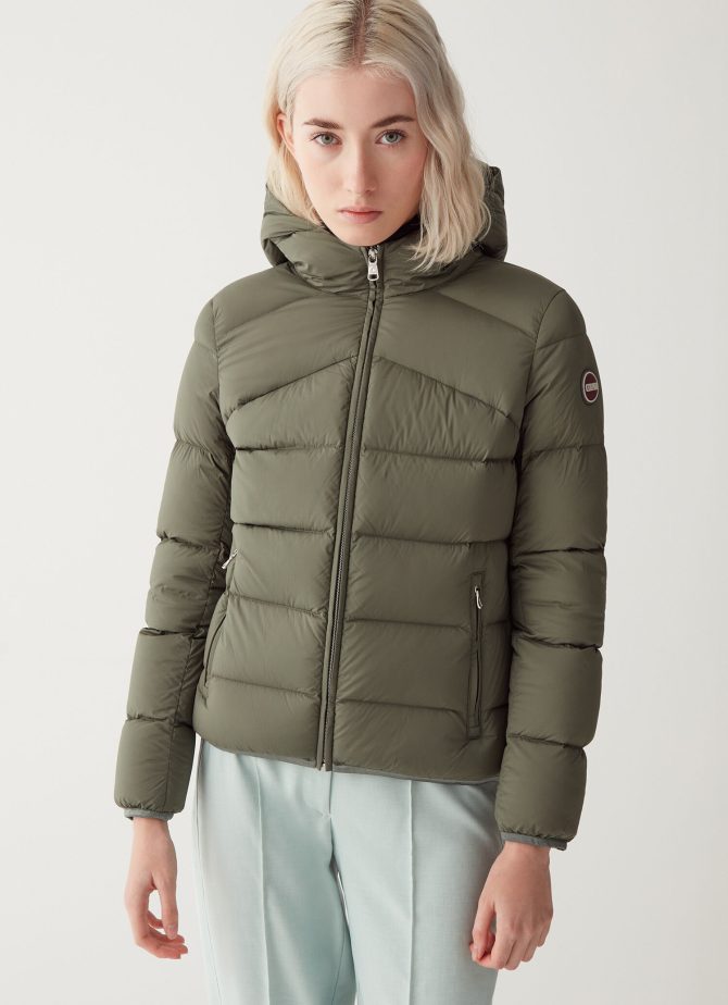 Stretch down jacket with hood - Image 3