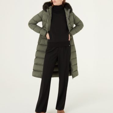 Long stretch down jacket with real fur