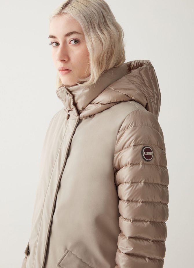 Down jacket in technical fabric with quilted sleeves - Image 3