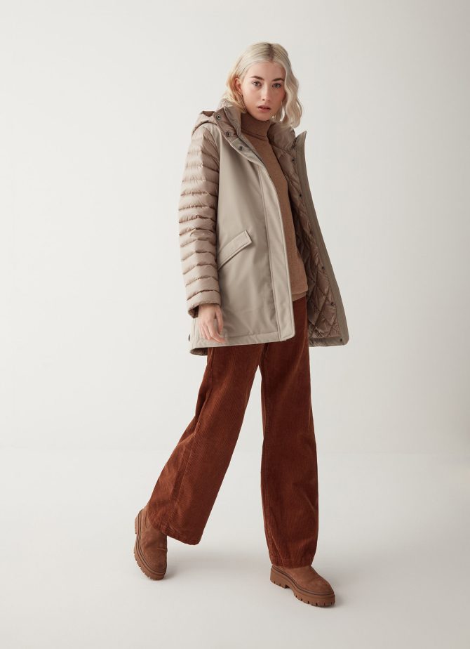 Down jacket in technical fabric with quilted sleeves - Image 2