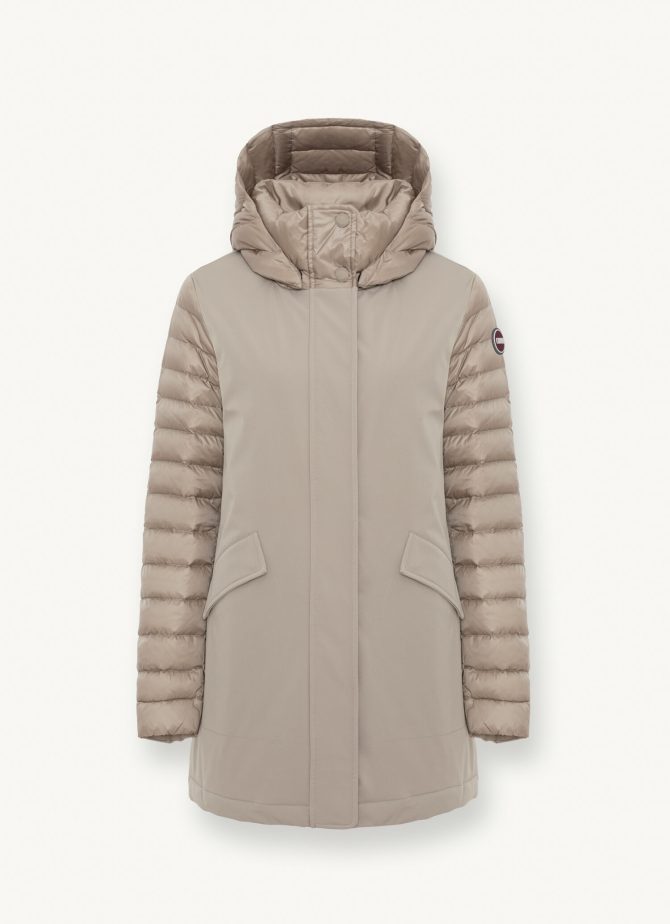 Down jacket in technical fabric with quilted sleeves - Image 4