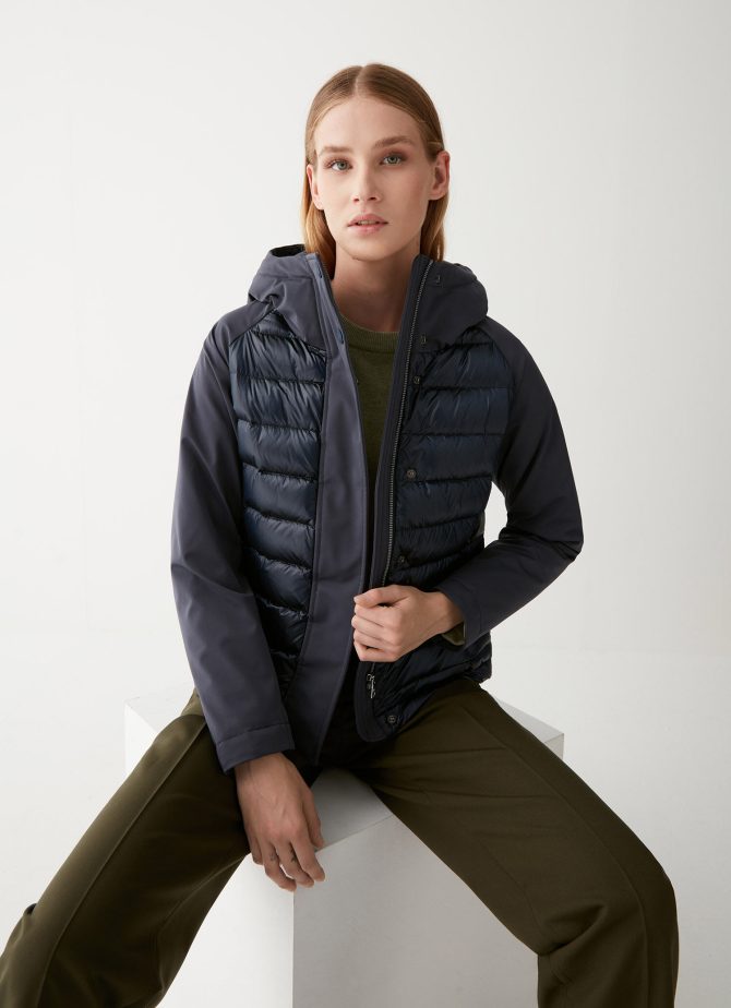 Quilted down jacket with technical fabric details - Image 3