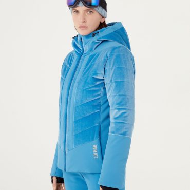 Stretch ski jacket with detachable collar