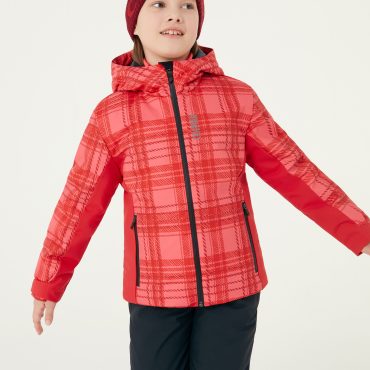 Kids wadding ski jacket with tartan print