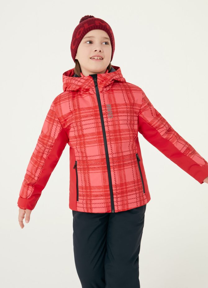 Kids wadding ski jacket with tartan print
