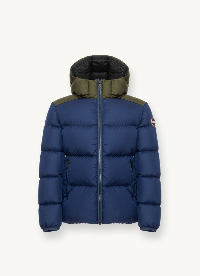 Down jacket with contrasting shoulders and hood - Image 4