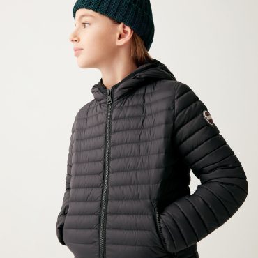 Autumn down jacket with fixed hood