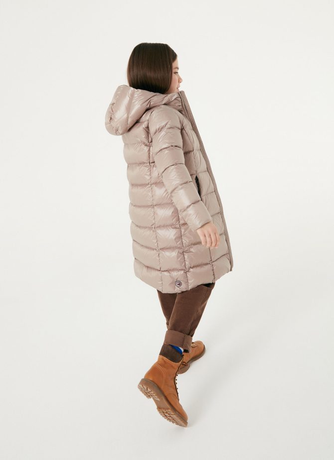 Long, shiny down jacket with fixed hood - Image 3