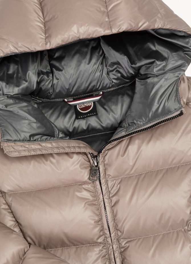 Long, shiny down jacket with fixed hood - Image 6