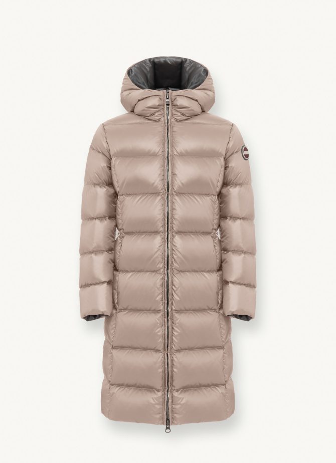 Long, shiny down jacket with fixed hood - Image 4