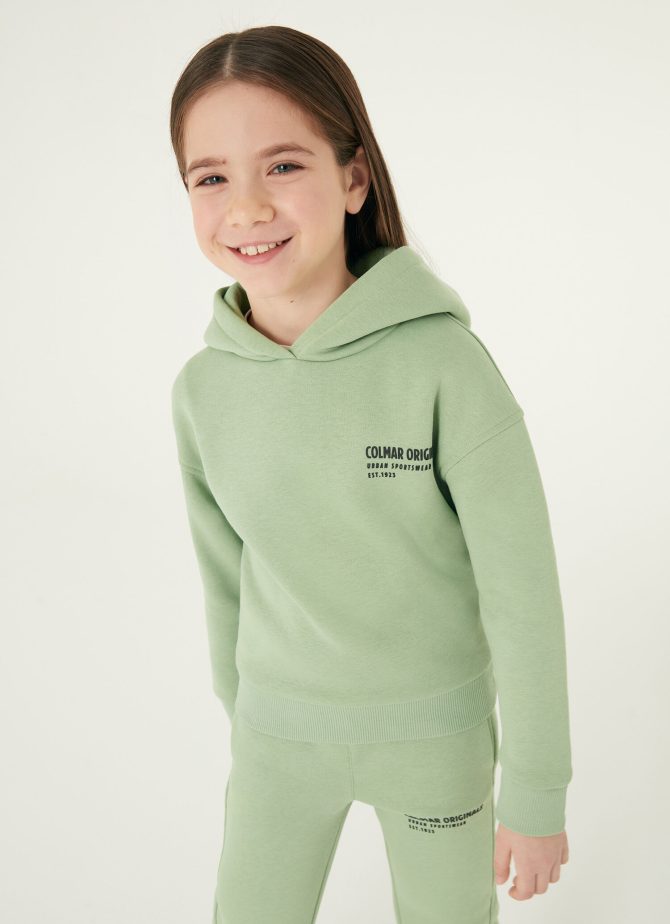 Short sweatshirt with hood and 3D logo