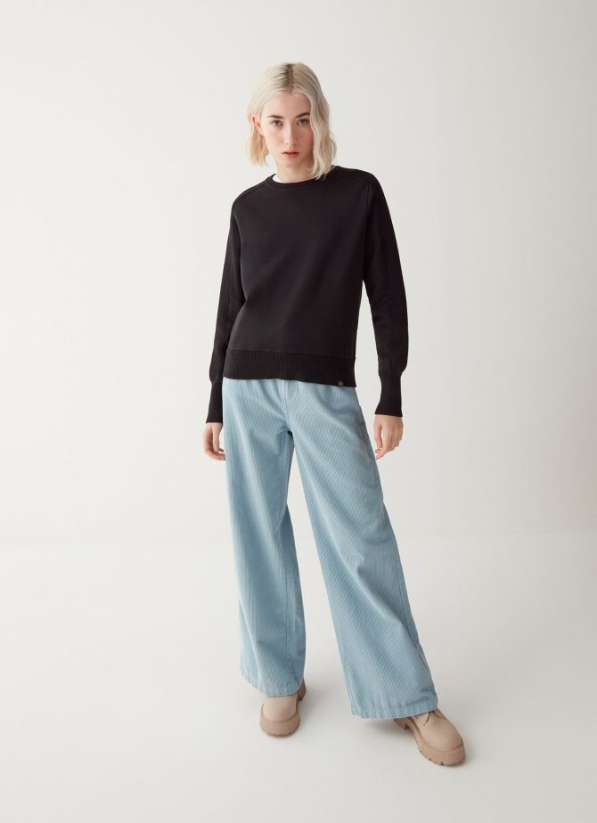 Cotton fleece jumper with textured sleeves - Image 3