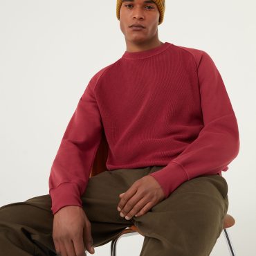 Cotton fleece sweater with raglan sleeves