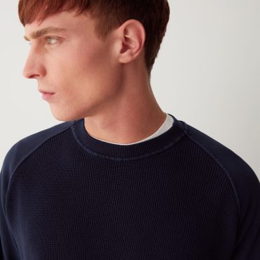 Cotton fleece sweater with raglan sleeves