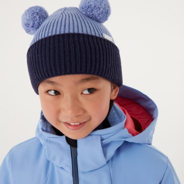 Ribbed hat with double pompom
