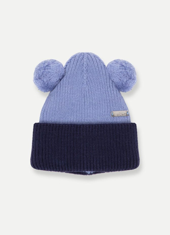 Ribbed hat with double pompom - Image 2