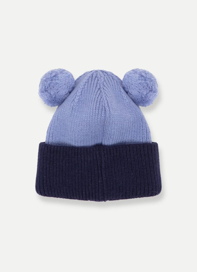 Ribbed hat with double pompom - Image 3