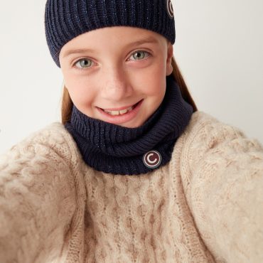 Little girl chenille neck warmer with double border
