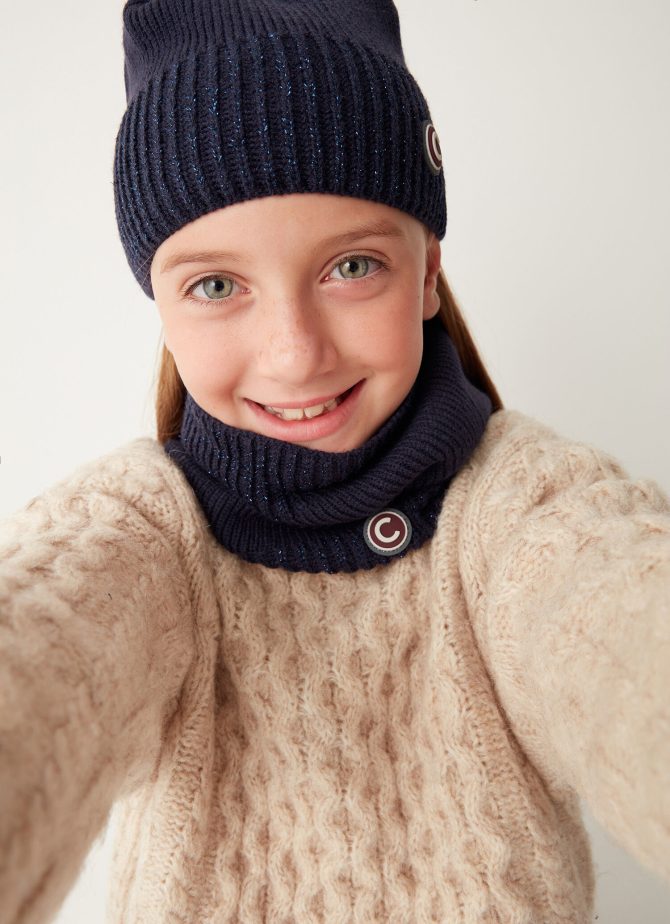 Little girl chenille neck warmer with double border
