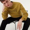 Piqué crew-neck sweatshirt with embroidered logo