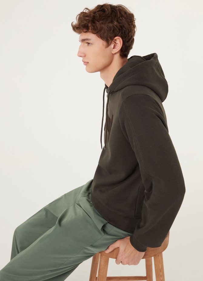 Piqué hooded sweatshirt with embroidered logo - Image 3