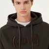 Piqué hooded sweatshirt with embroidered logo