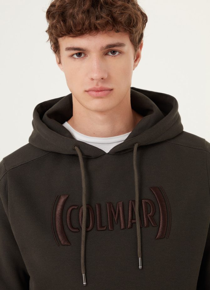 Piqué hooded sweatshirt with embroidered logo