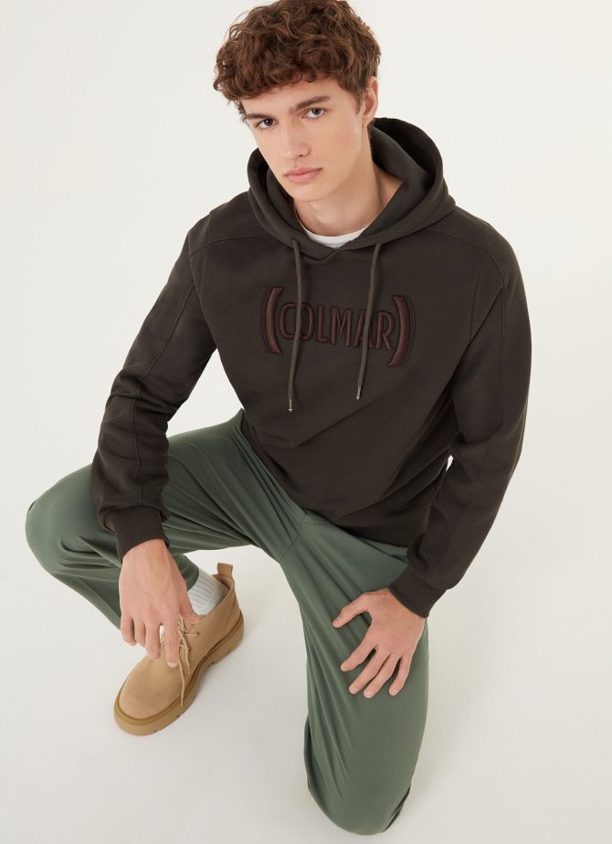 Piqué hooded sweatshirt with embroidered logo - Image 2