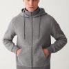 Full zip hooded sweatshirt in piqué