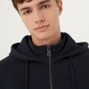 Full zip hooded sweatshirt in piqué
