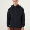 Full zip hooded sweatshirt in piqué - Image 2