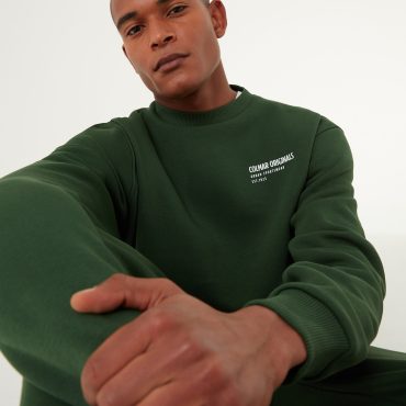 Cotton crew-neck sweatshirt with 3D writing