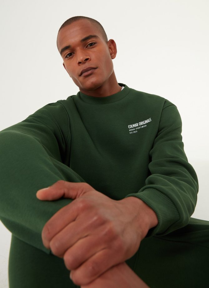 Cotton crew-neck sweatshirt with 3D writing