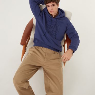 Hooded sweatshirt with maxi embroidered logo