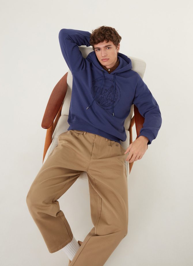 Hooded sweatshirt with maxi embroidered logo