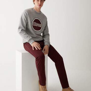 Crew-neck sweatshirt with printed maxi logo