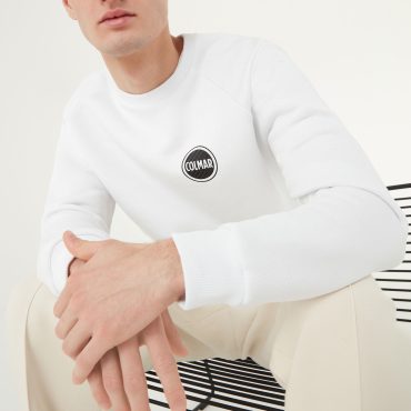 Diagonal crew-neck sweatshirt