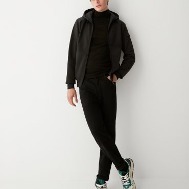 100% cotton full zip sweatshirt with nylon inserts