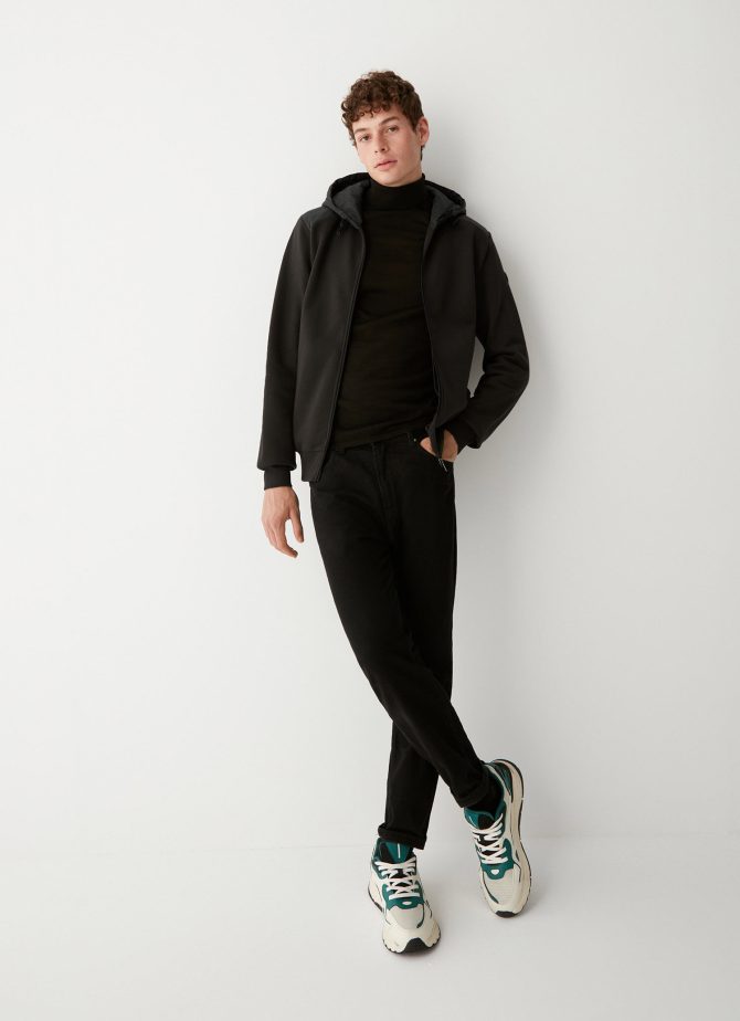 100% cotton full zip sweatshirt with nylon inserts