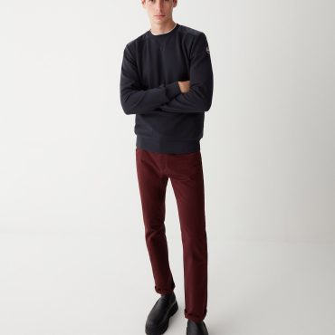 100% cotton crew-neck sweatshirt with nylon inserts