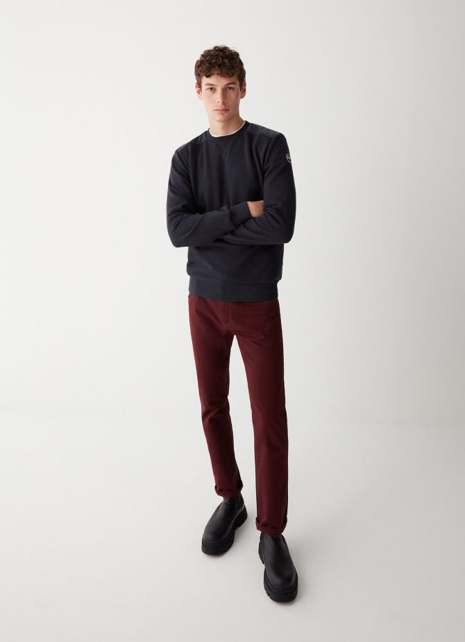 100% cotton crew-neck sweatshirt with nylon inserts
