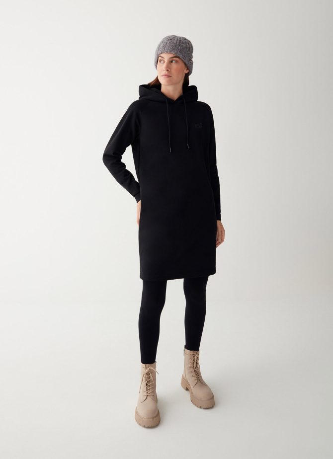 Sweatshirt dress with hood and shiny logo
