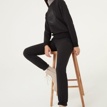 Fleece trousers with gathered hem