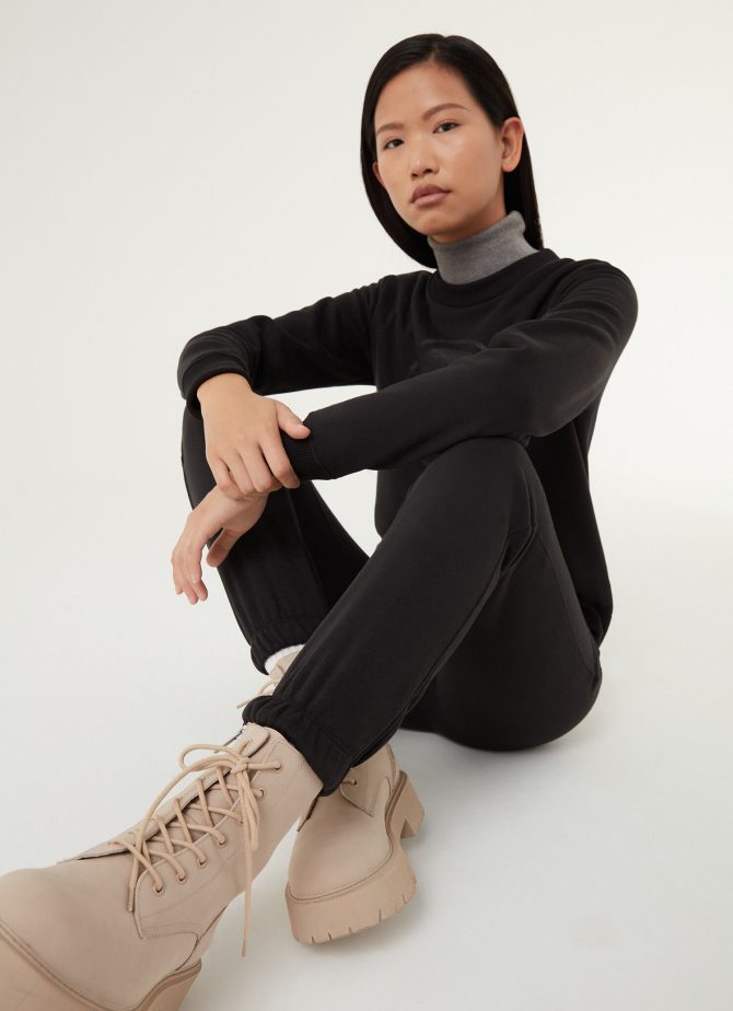 Fleece trousers with gathered hem - Image 2
