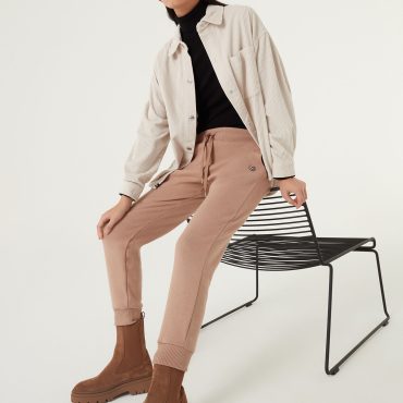 Knitted-effect fleece trousers