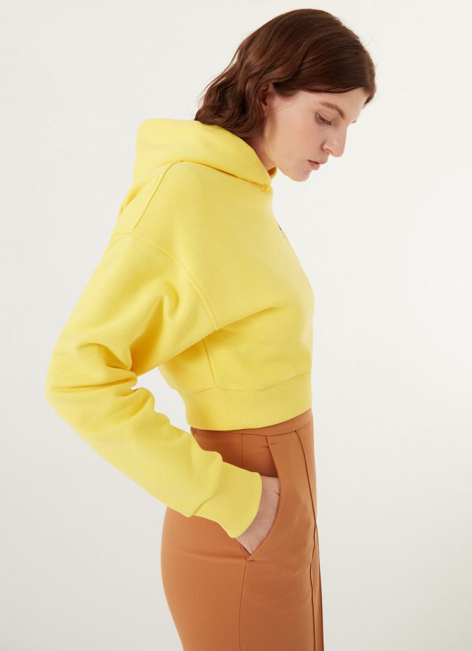 Short sweatshirt with hood and 3D writing - Image 2
