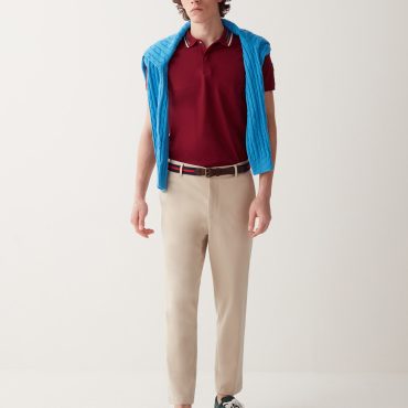 Chino-cut trousers with elasticated waistband