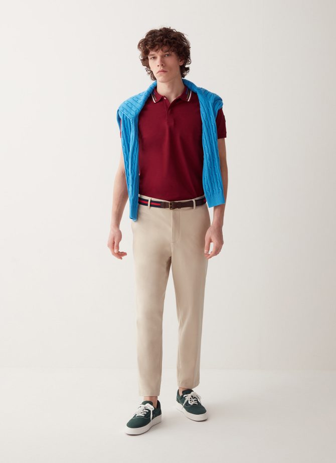 Chino-cut trousers with elasticated waistband