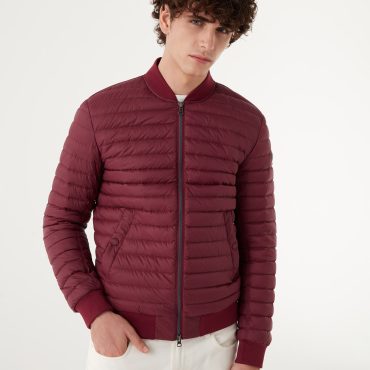 Down bomber jacket with knit details